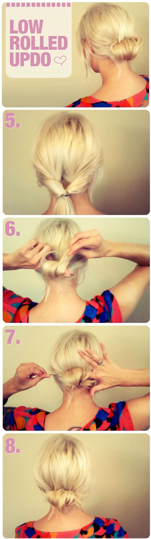 How to braid low rolled updo